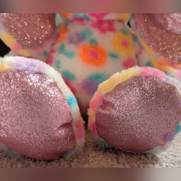 Build A Bear Floral Bunny Plush Flowers Sparkly Ears & Feet Frozen Let It Go - Picture 4 of 10